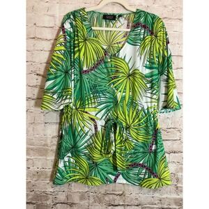 Mara Hoffman Gypsy Top Womens Large Green Tropical Palm Tree Print Lightweight